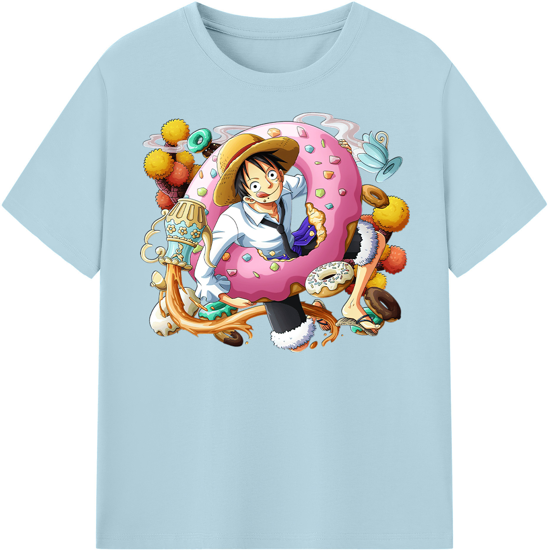 ワンピース モンキー・D・ルフィ ONE PIECE Monkey D. Luffy 綿100％半袖Tシャツ（フロントプリント）